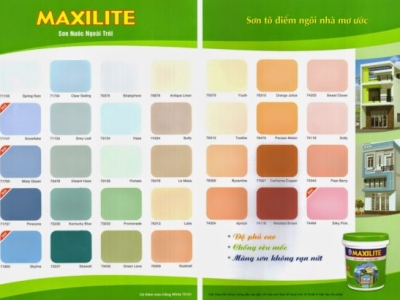 BẢNG MÀU SƠN NƯỚC MAXILITE NGOÀI TRỜI