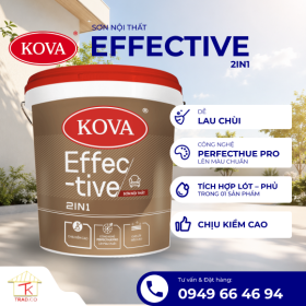 Sơn nội thất KOVA Effective  2in1 (Mờ - Nền S)